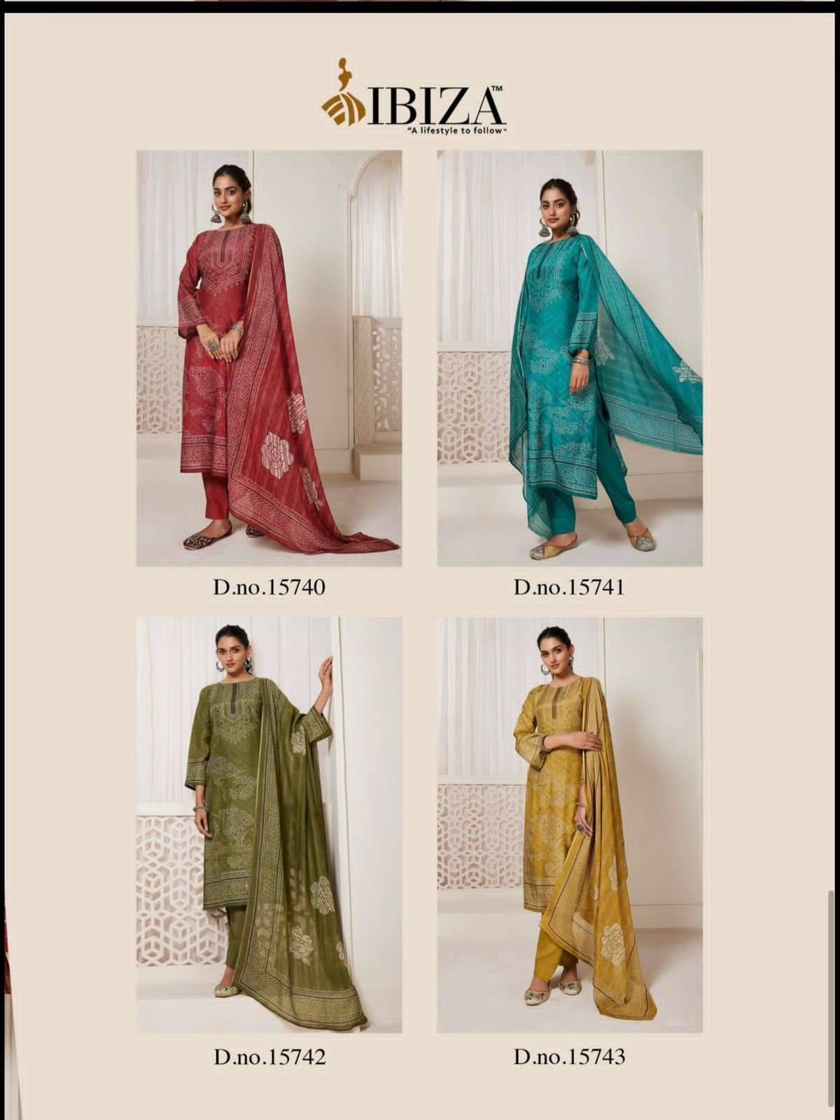 HANAR By IBIZA 15740 To 15743 Series Beautiful Festive Suits Stylish Colorful Fancy Casual Wear PURE SIMAR  MUSLIN Digital Print Dresses At Wholesale Price